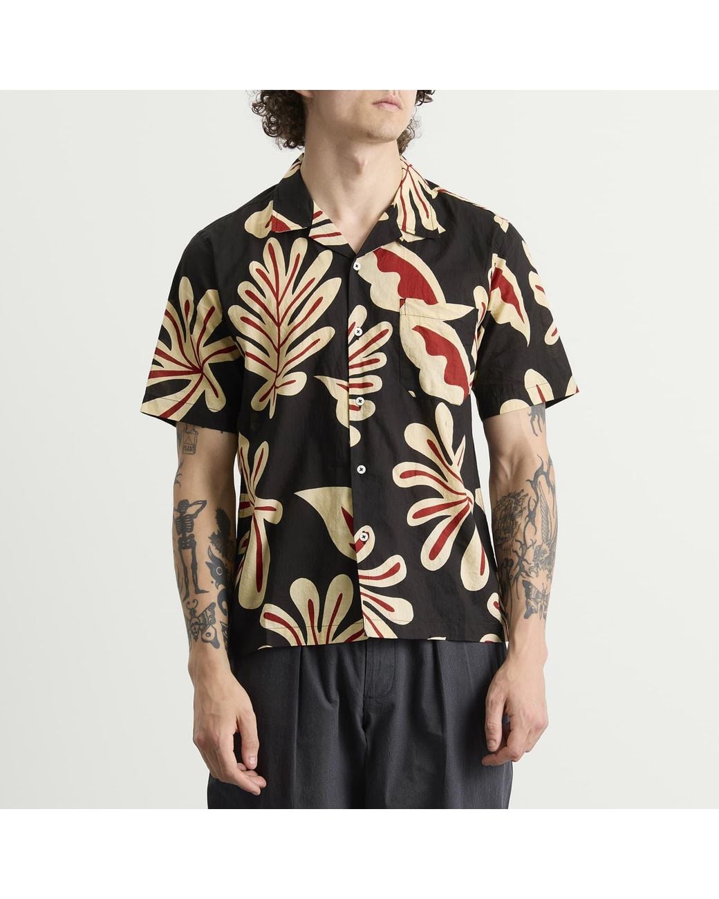Universal Works Baja Print Road Shirt in Black for Men | Lyst