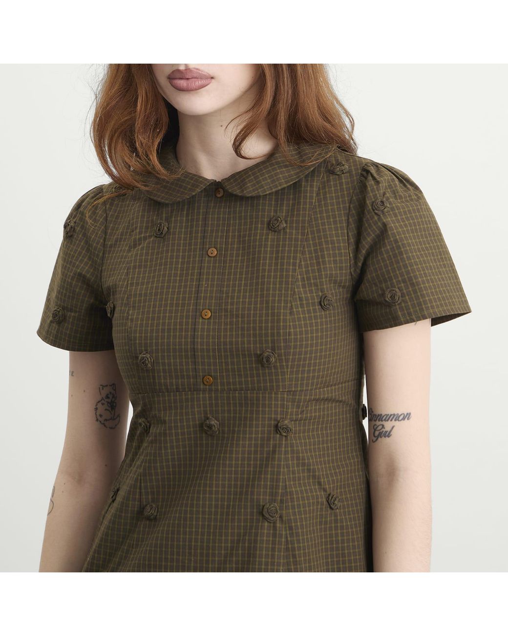 My Mum Made It Green Rosette Check Mini Dress