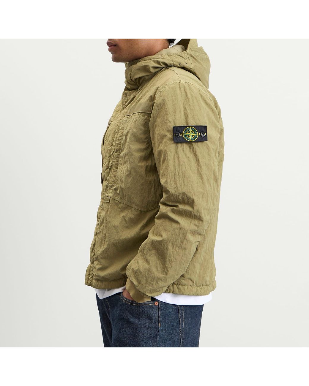 Stone Island Green Warp Rib Nylon-Tc Hooded Jacket for men