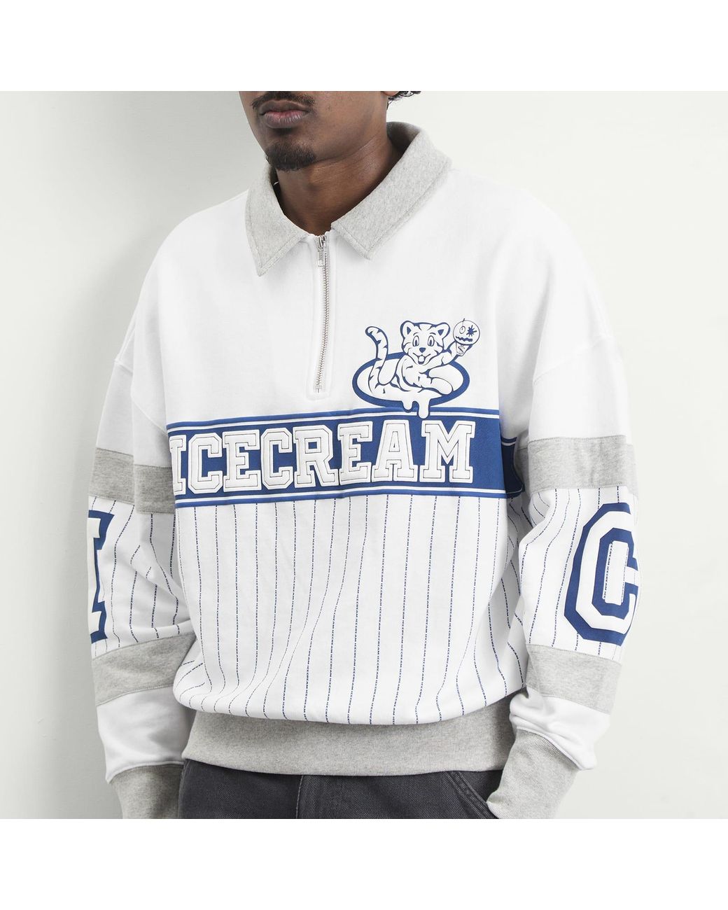 ICECREAM White Ic Cubs Collared Quarter Zip for men