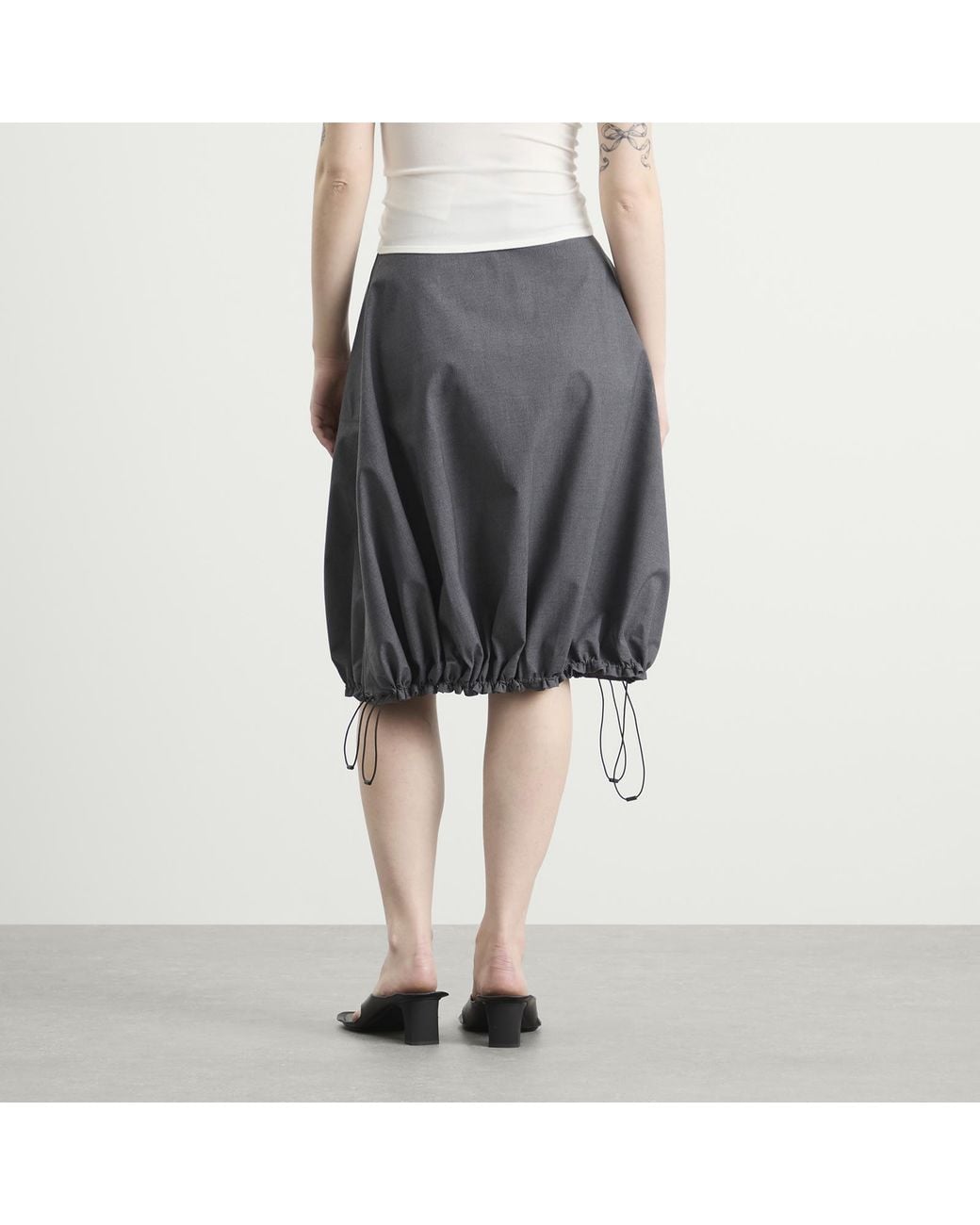 Coperni Gray Technical Tailored Balloon Midi Skirt