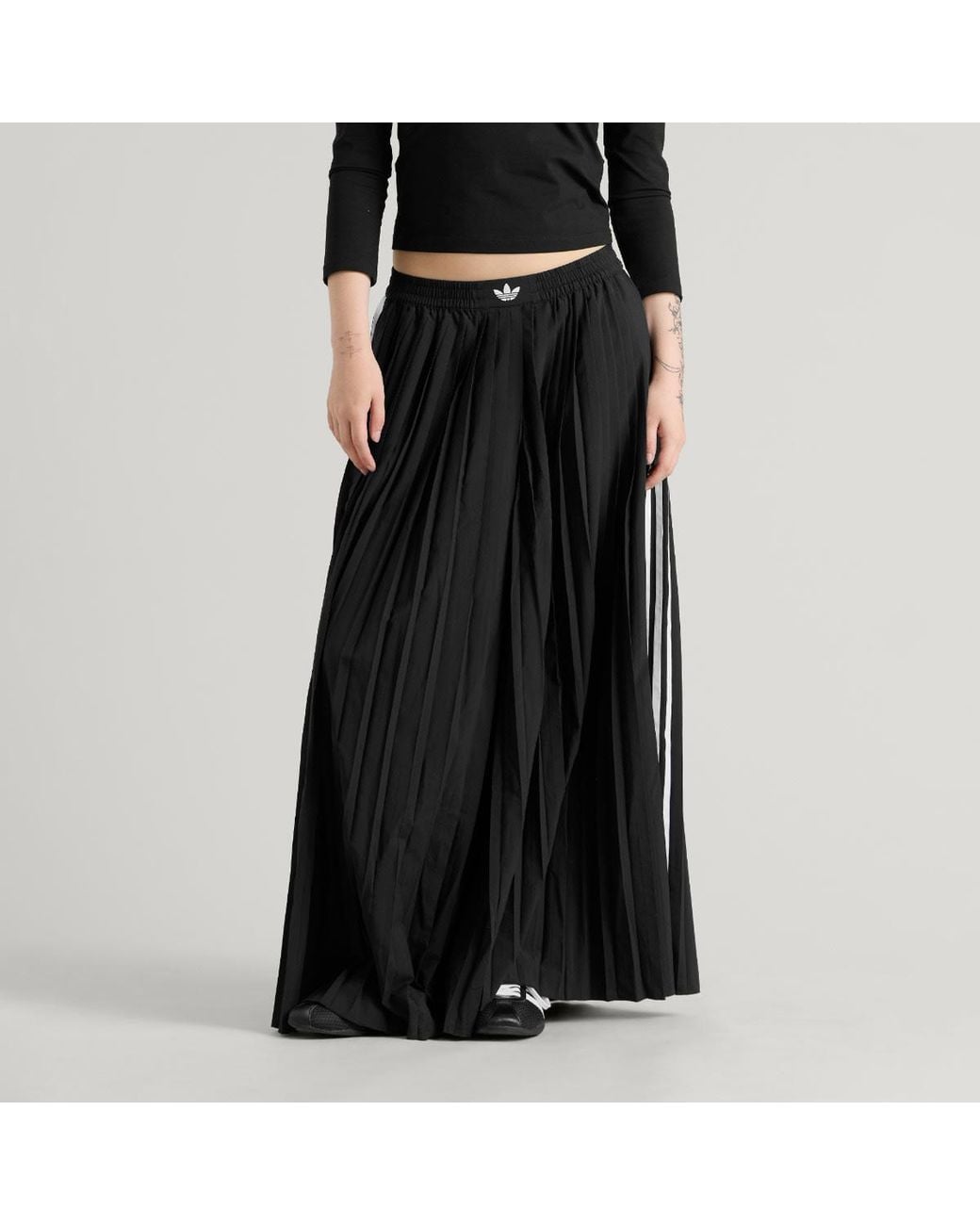 Adidas Black Pleated Wide Leg Track Pants