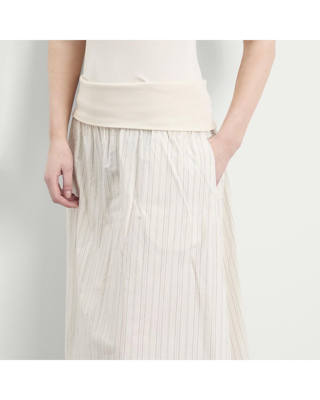 Samsøe & Samsøe White Sathea Pleated Midi Skirt
