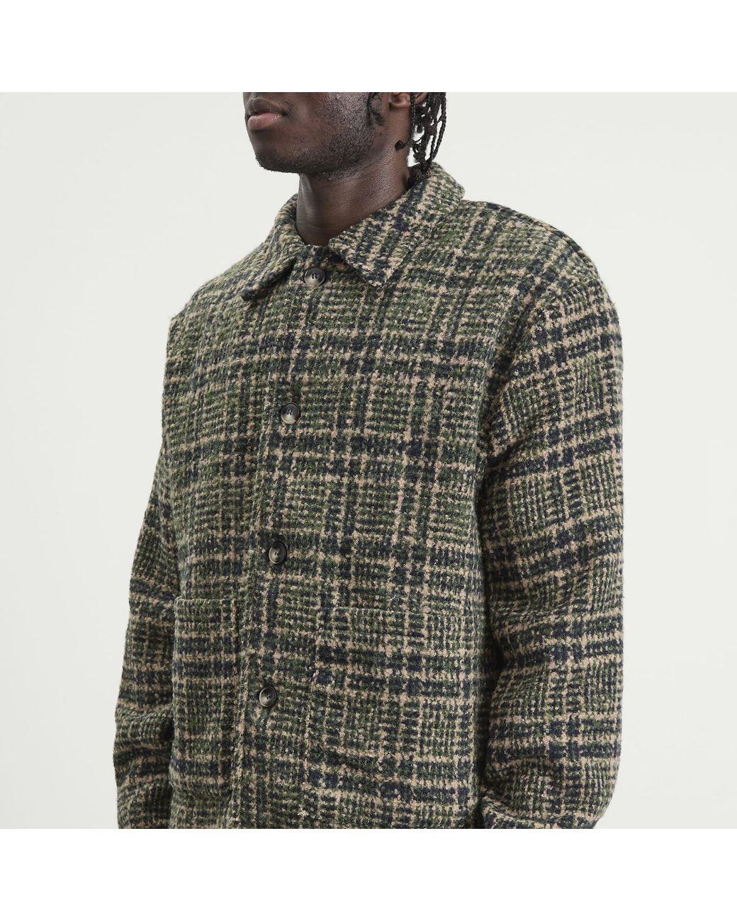 BOUND Green Textured Woven Overshirt for men