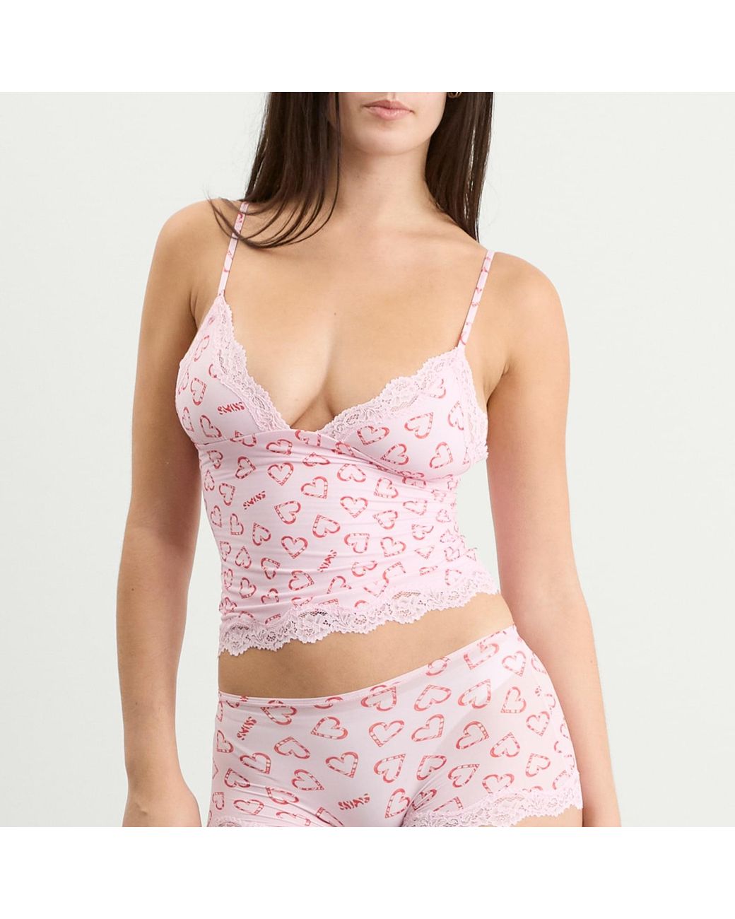 Skims Pink Fits Everybody Lace Cami & Boyshort Set