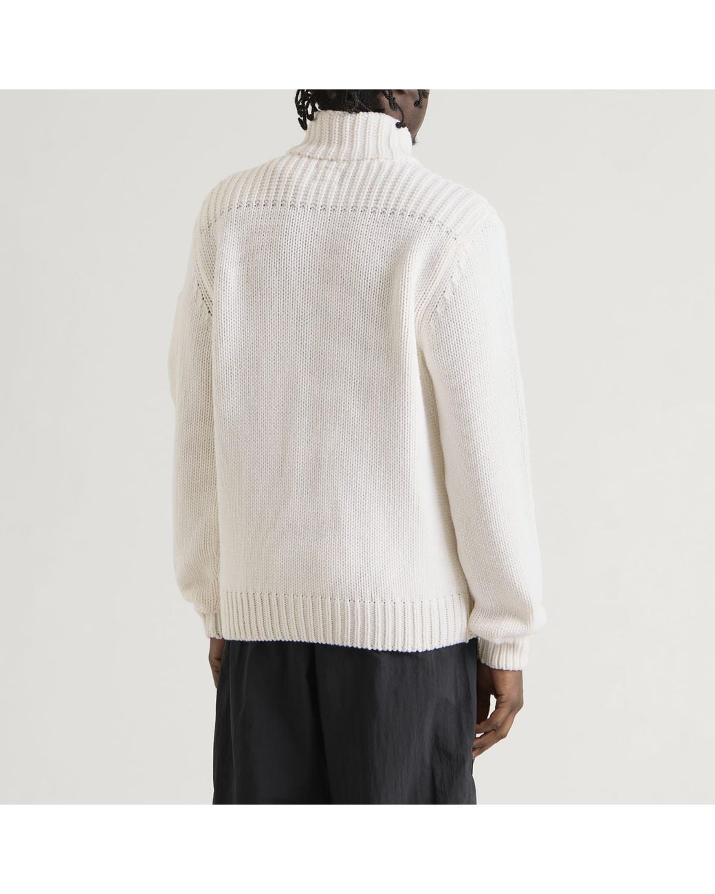 C P Company White Lambswool Grs Button Lens Sweater for men