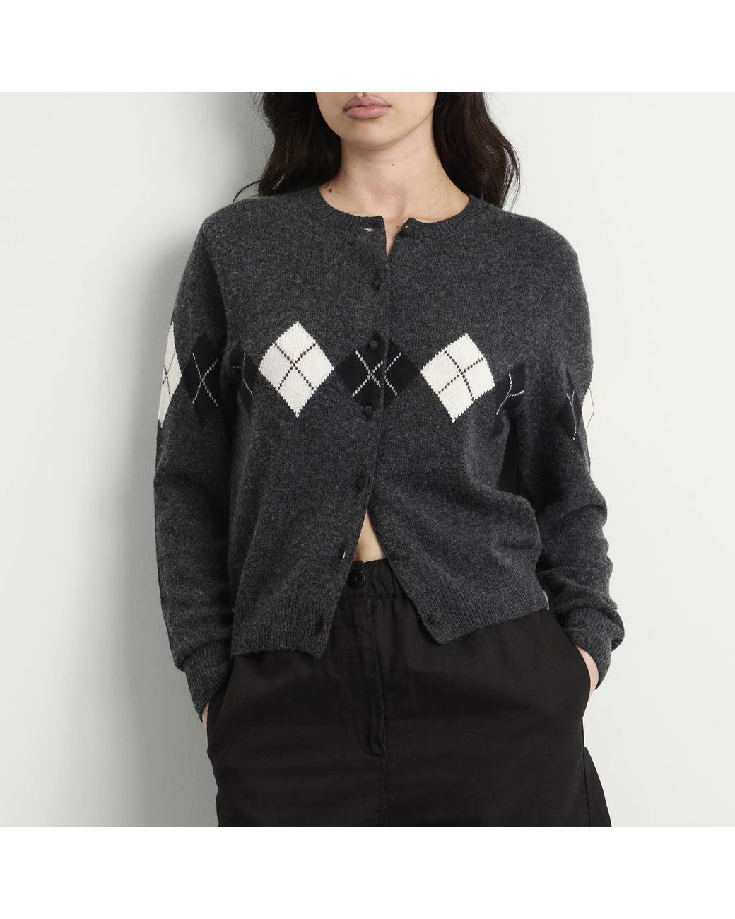 NOTHING WRITTEN Black Heritage Argyle Knit Cardigan