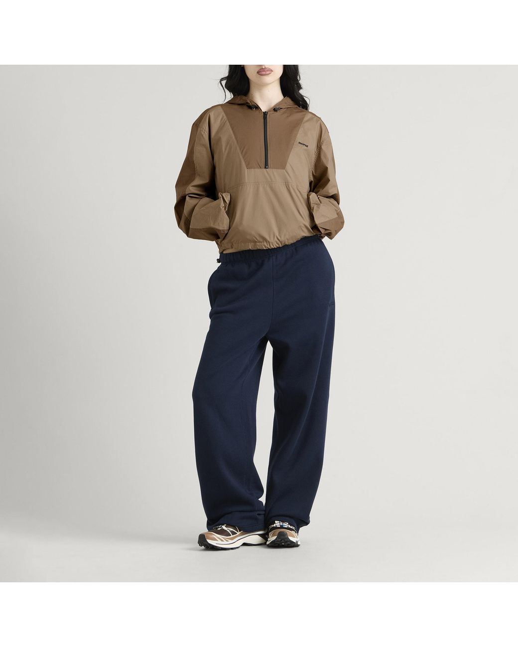 Skims Natural Woven Cotton Half Zip Pullover