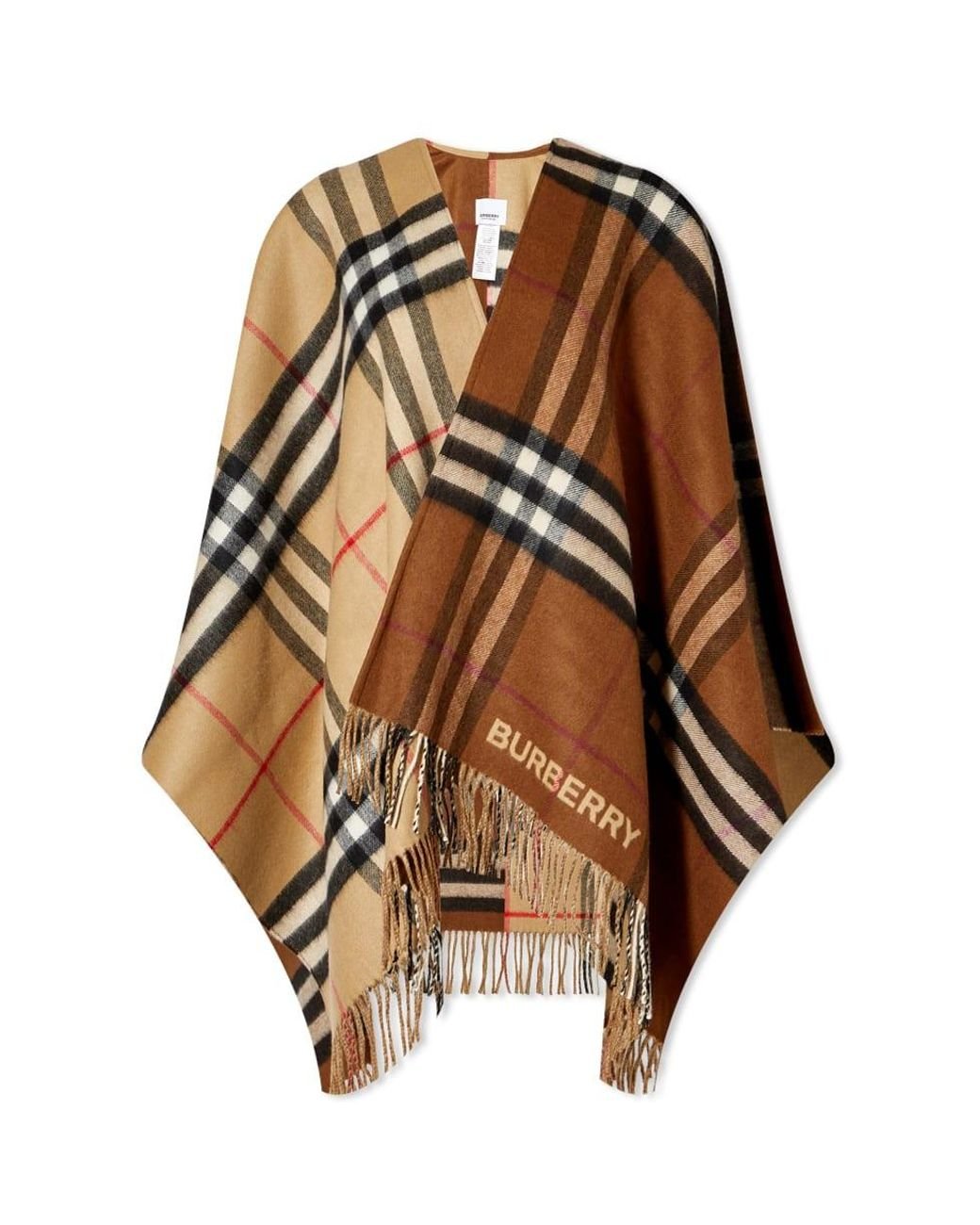 Burberry Giant Check Cape in Brown | Lyst
