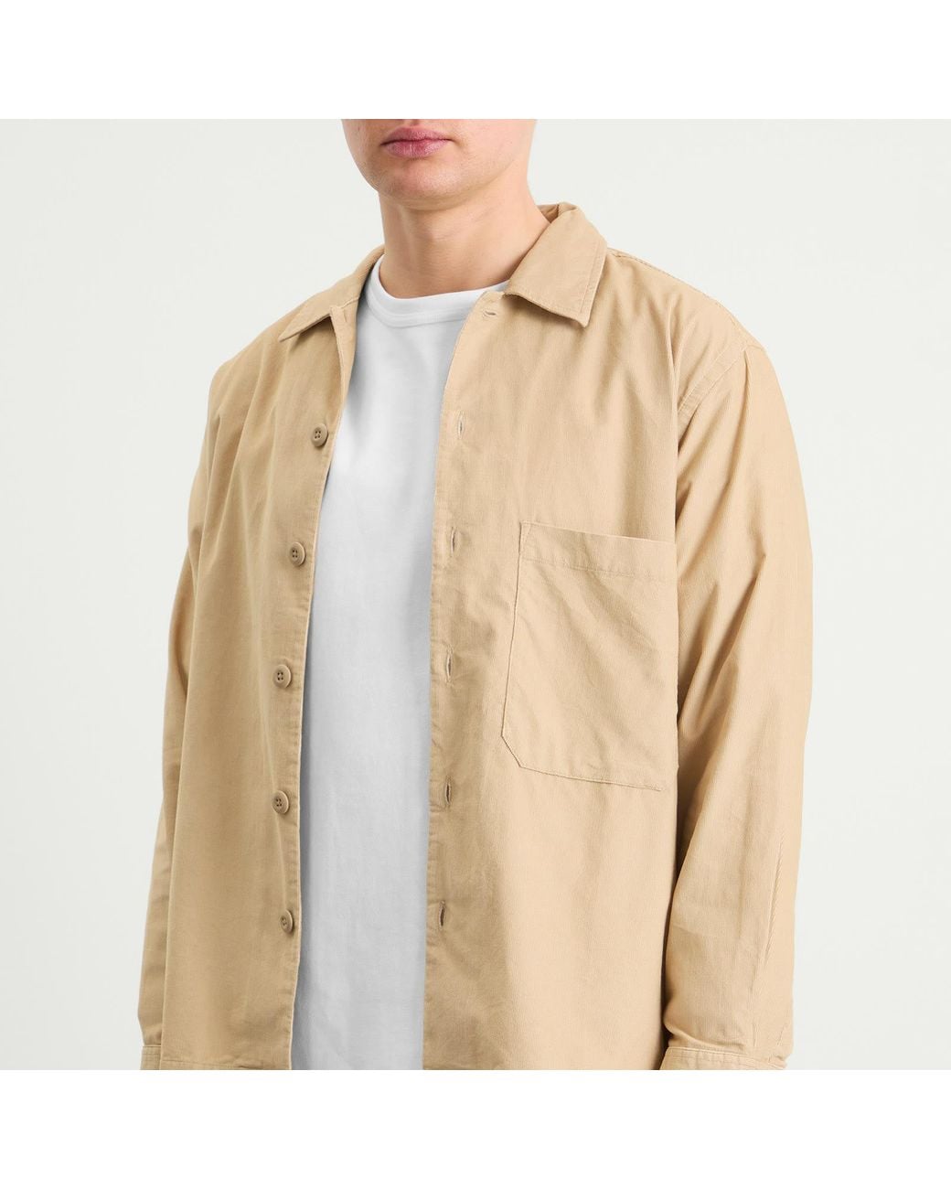 Universal Works Natural Fine Cord Fatigue Overshirt for men