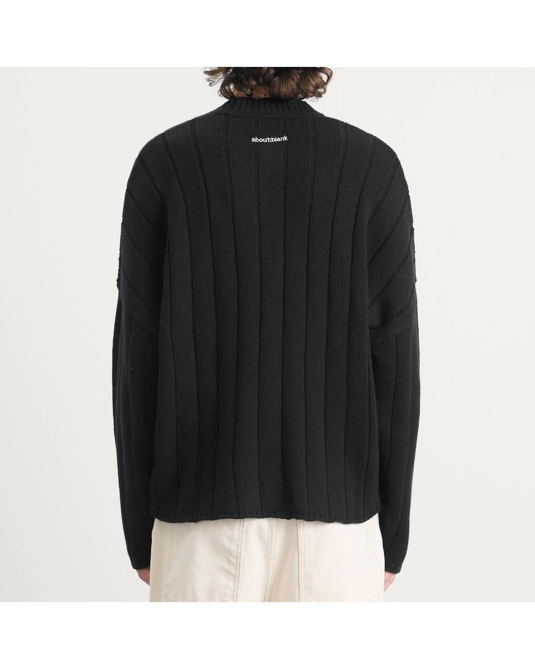 About Blank Black Large Rib Knit Crew for men