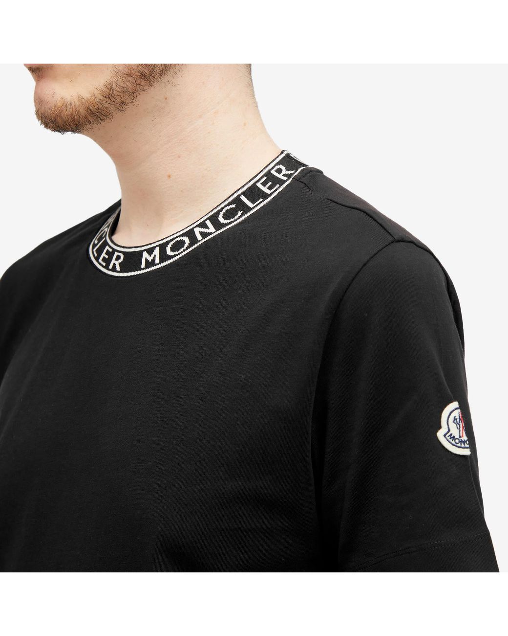 Moncler Collar Logo T Shirt in Black for Men Lyst