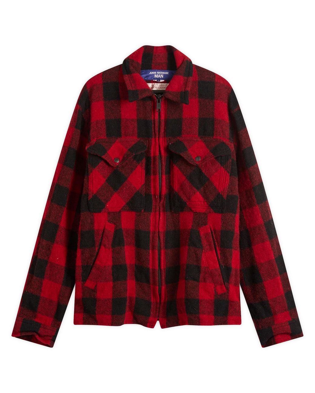 Junya Watanabe レッドチェック チャイナジャケット eYe JUNYA WATANABE MAN COMME des GARCONS Checked Leather Elbow