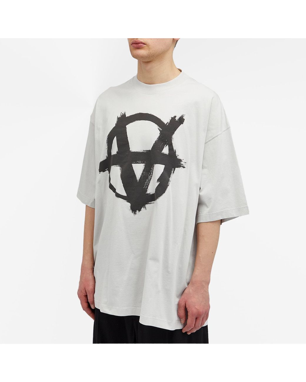 Vetements Double Anarchy T-Shirt in Gray for Men | Lyst