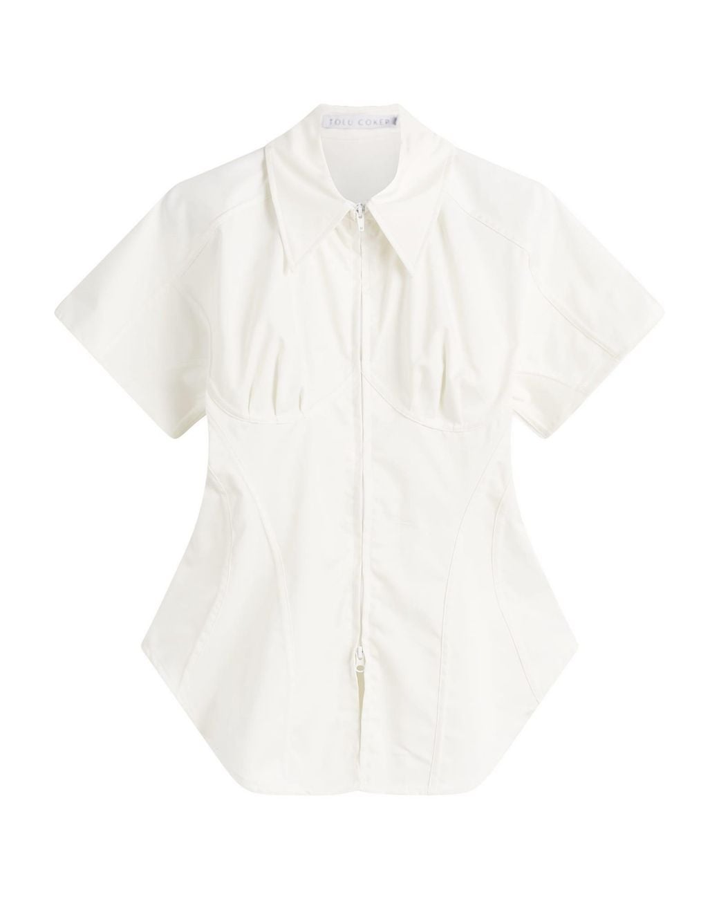 Tolu Coker White Panelled Contoured Bustier Blouse
