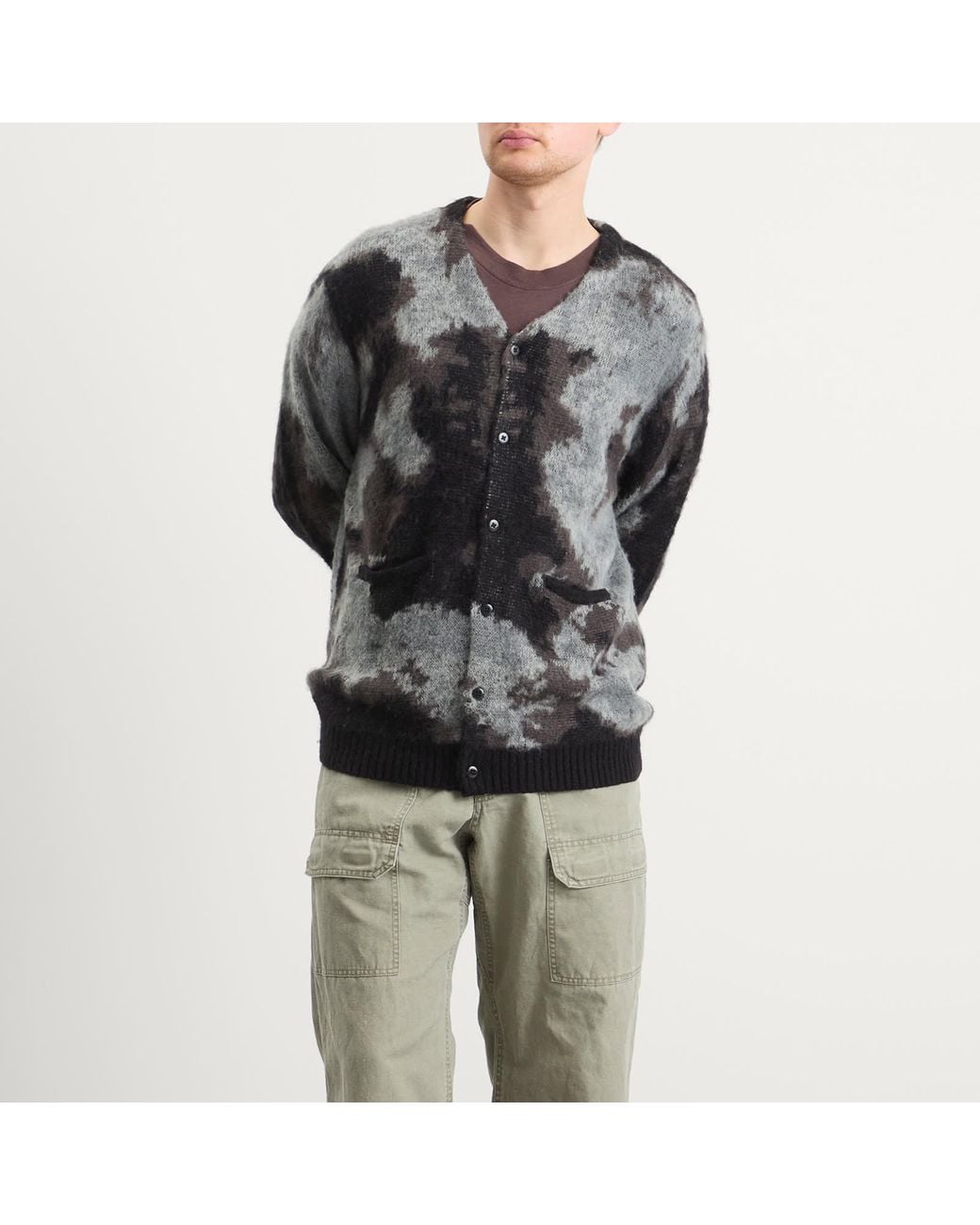 Manastash Gray Blurry Jaquard Cardigan for men