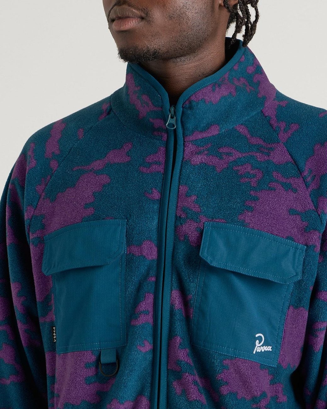 by Parra Darwin Camo Fleece Jacket in Blue for Men | Lyst