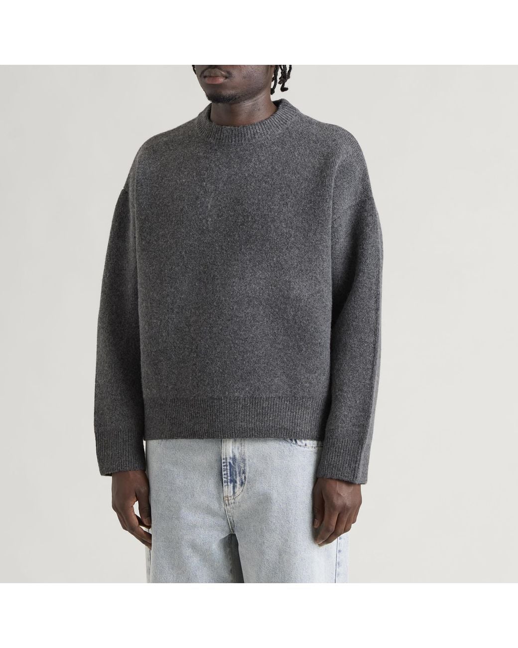 MKI Miyuki-Zoku Gray Double Knit Crewneck for men