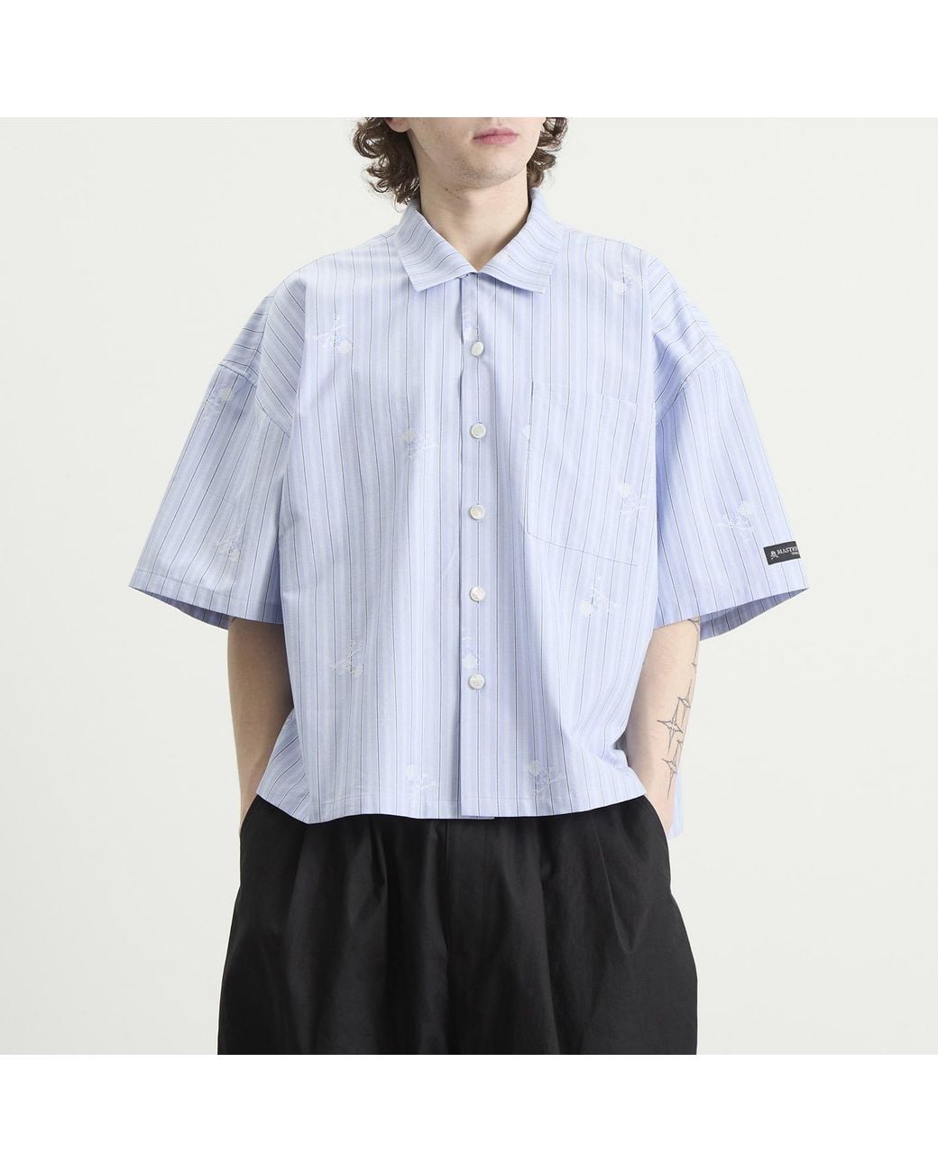 MASTERMIND WORLD Blue Loose Fit Multi Stripe Shirt for men