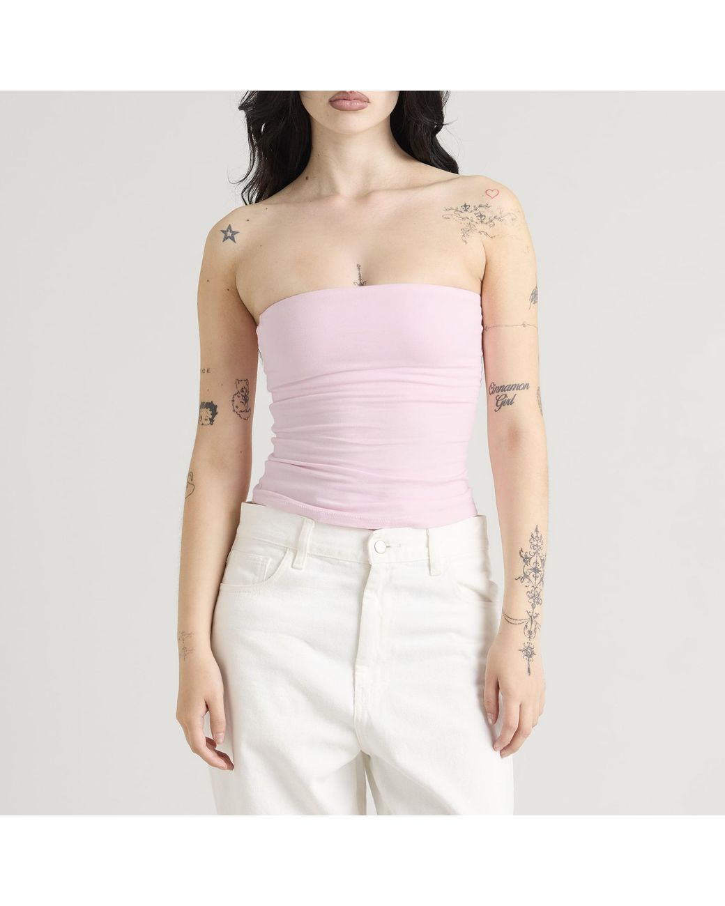 Skims Pink Cotton Jersey Tube Top