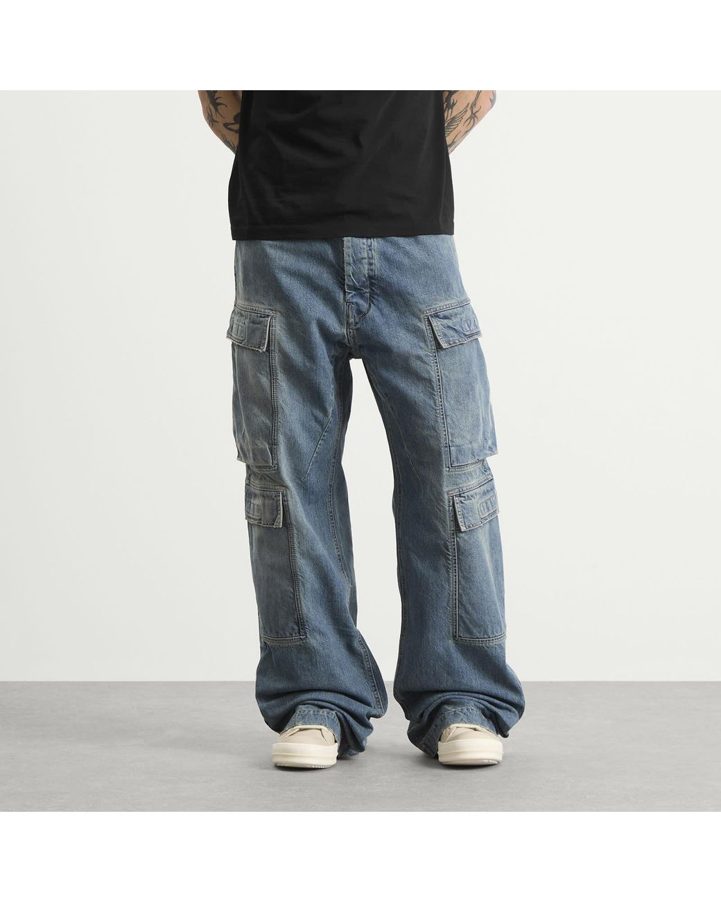 Rick Owens Blue Double Cargo Jeans for men