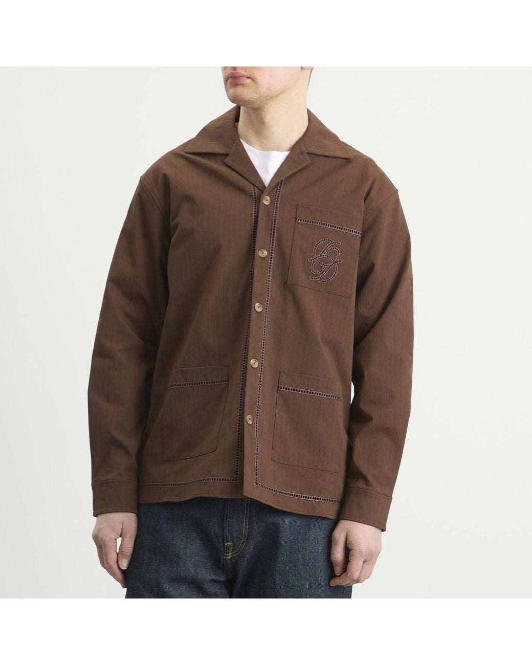 Drole de Monsieur Brown Ladder Shirt for men