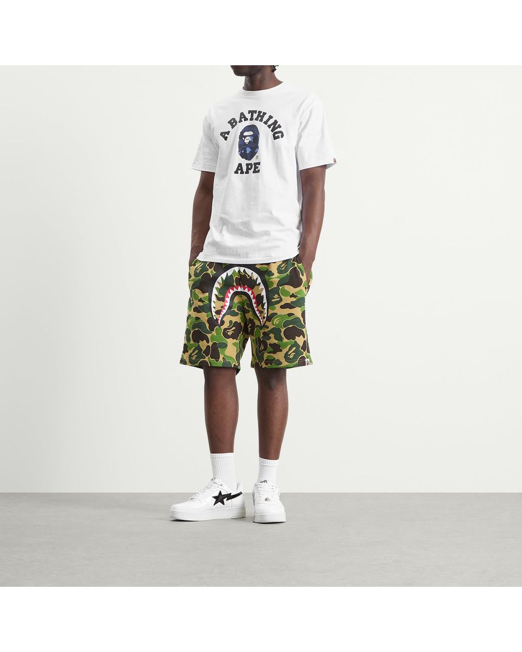 A Bathing Ape White Colour Camo College T-Shirt for men