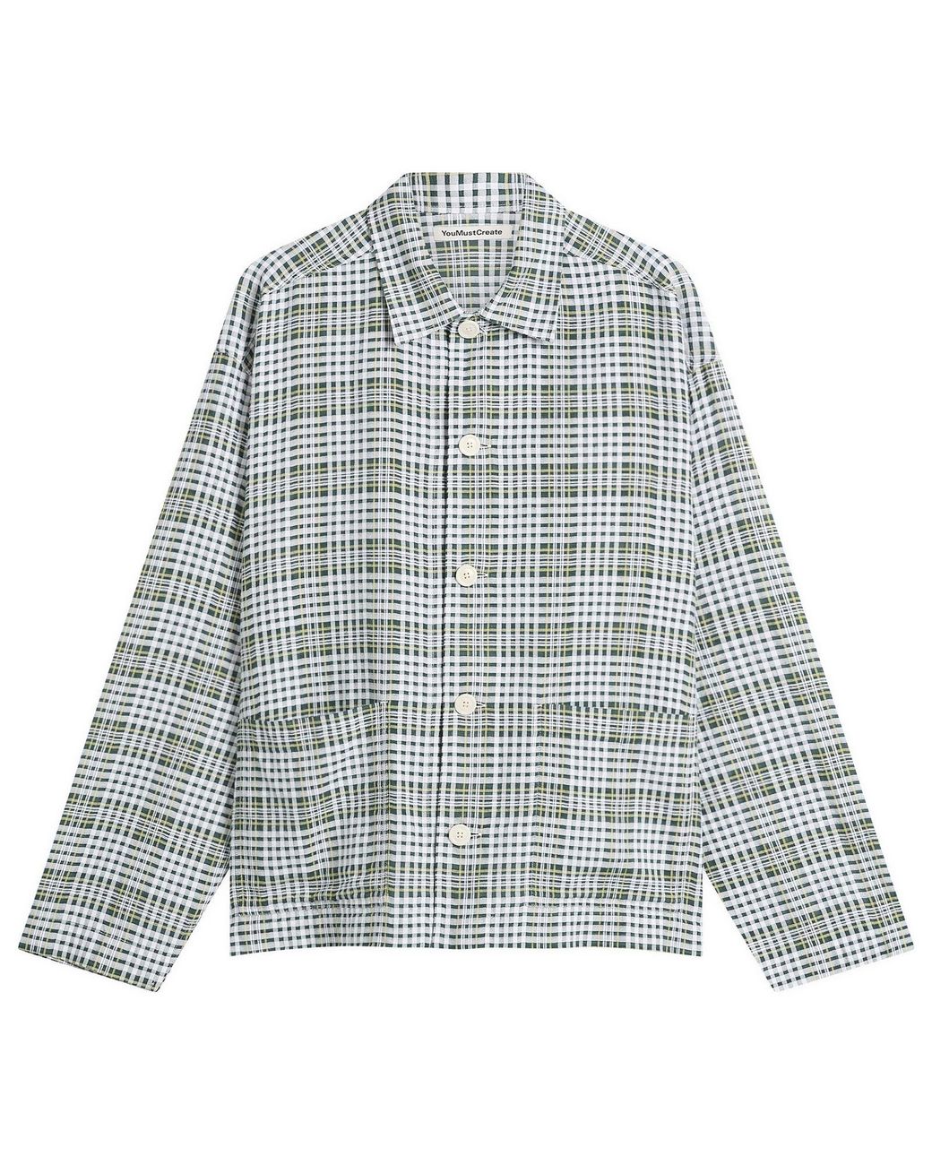 YMC Gray Cotton Check Pj Overshirt for men