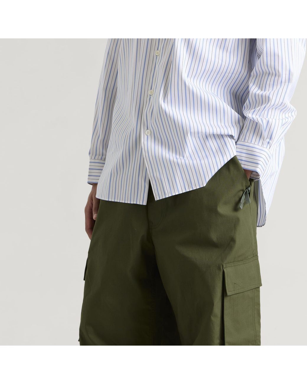 Comme des Garçons Green Cotton Ripstop Cargo Trousers for men