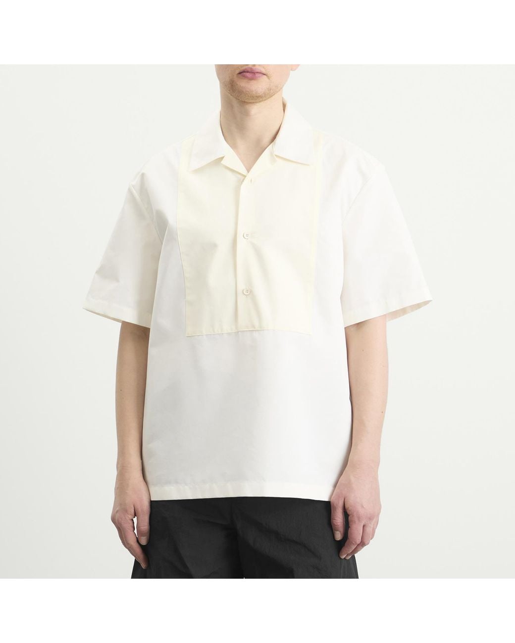 Jil Sander White Boxy Fit Bowling Contrast Colour Shirt for men