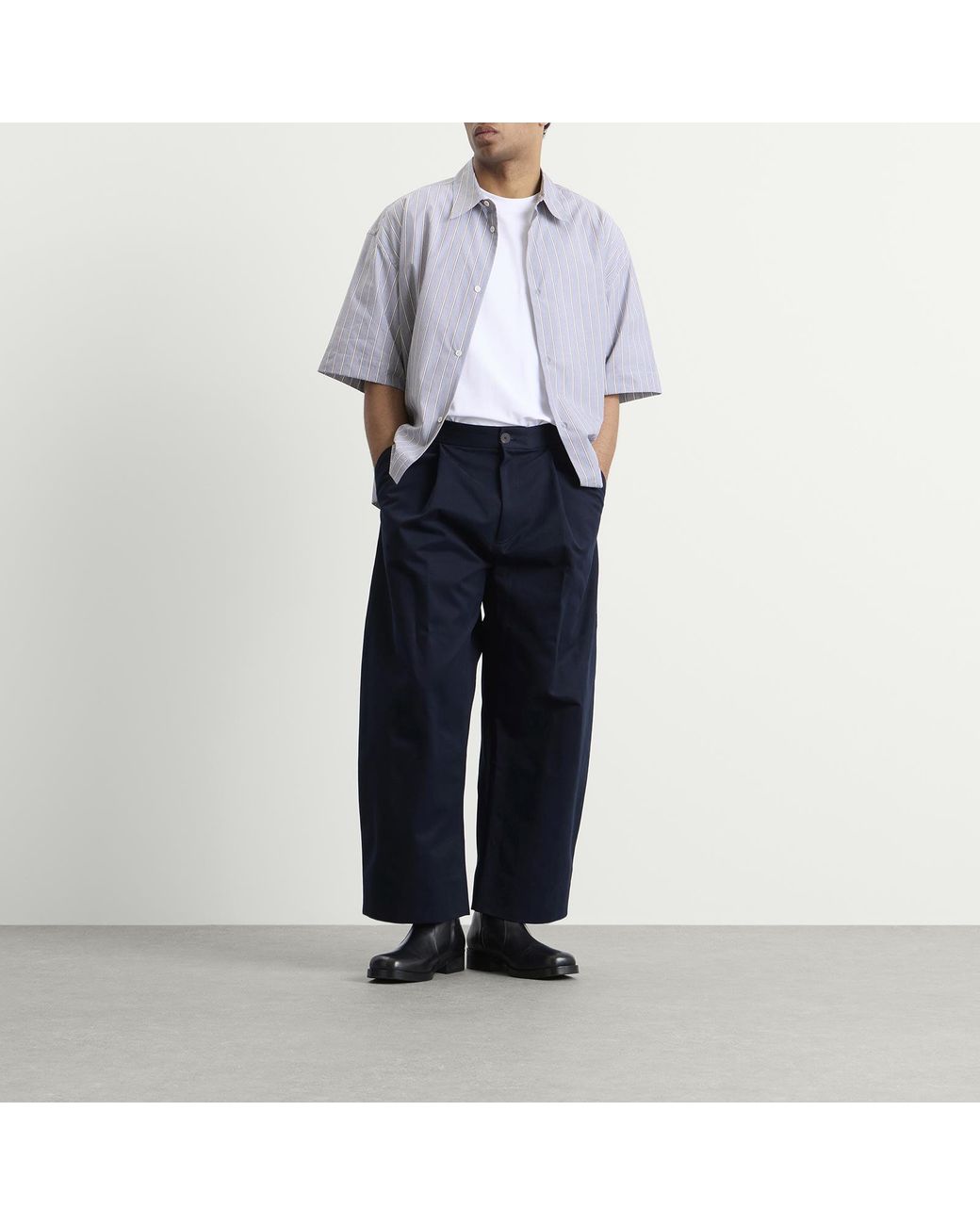 Studio Nicholson Blue Sorte Deep Pleat Volume Pant for men