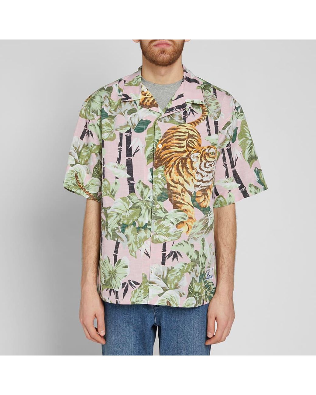 KENZO Bamboo Tiger Hawaiian Shirt in Pink for Men | Lyst