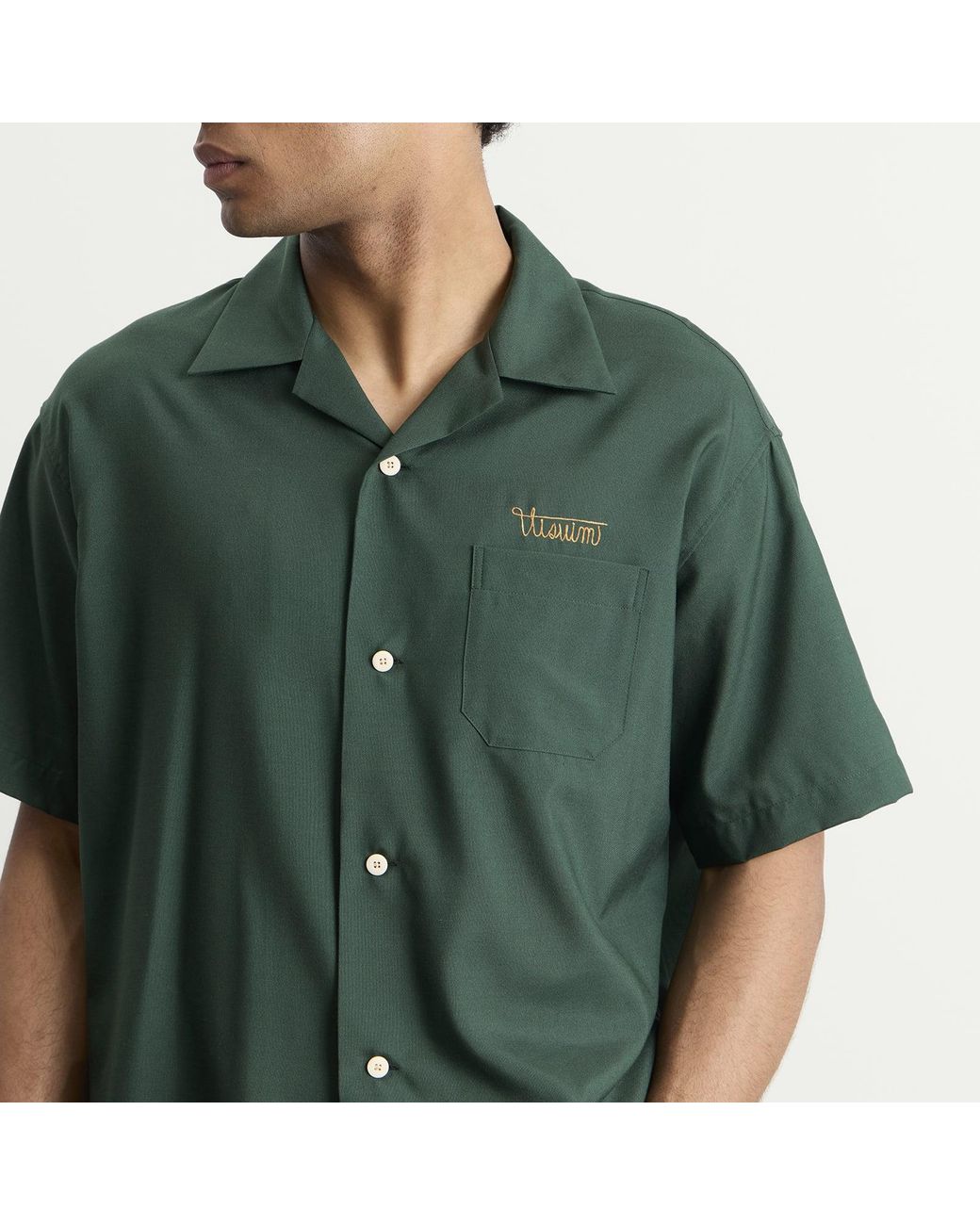 Visvim Green Copa Silk Short Sleeve Shirt for men