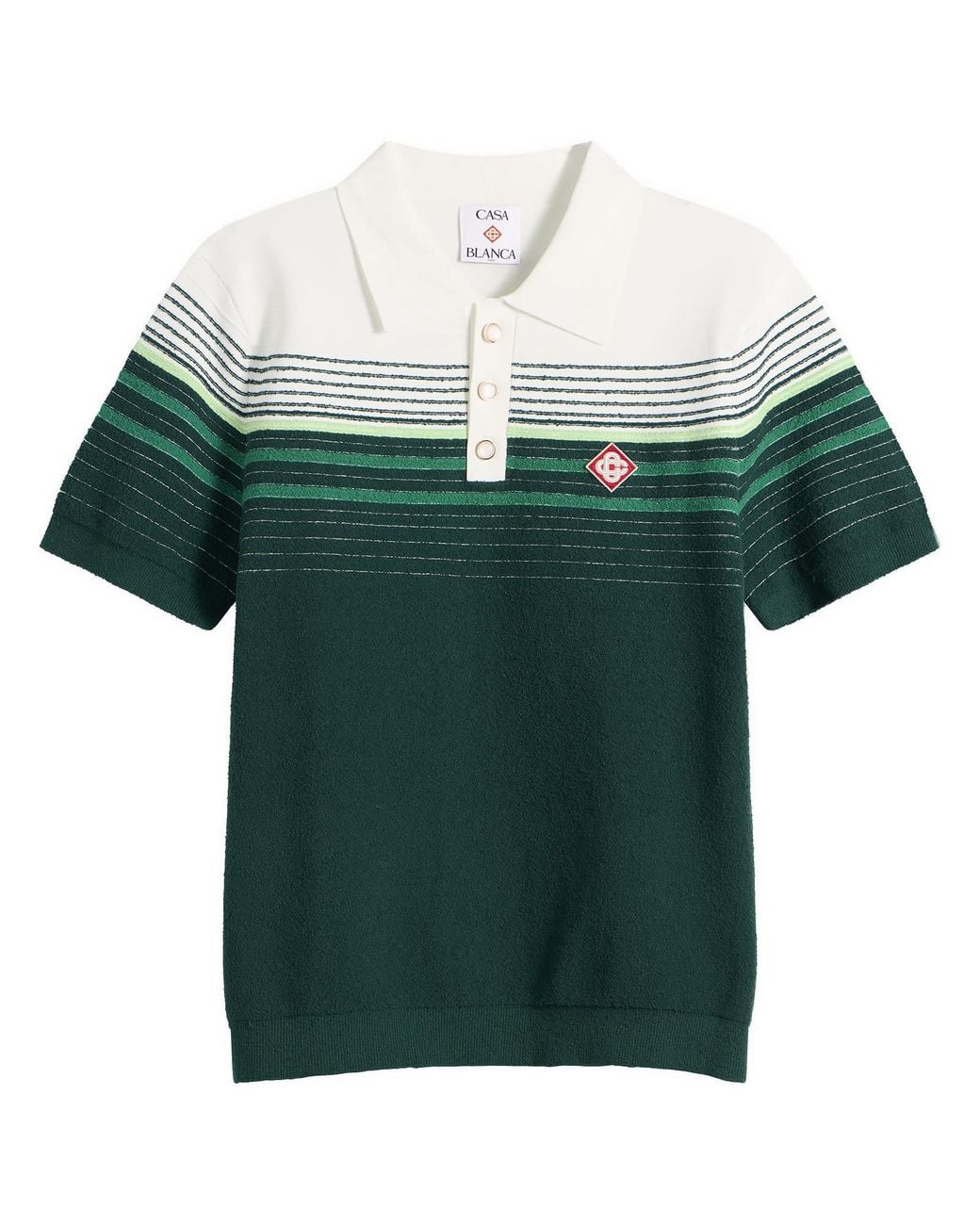 Casablanca Green Boucle Stripe Polo Shirt for men