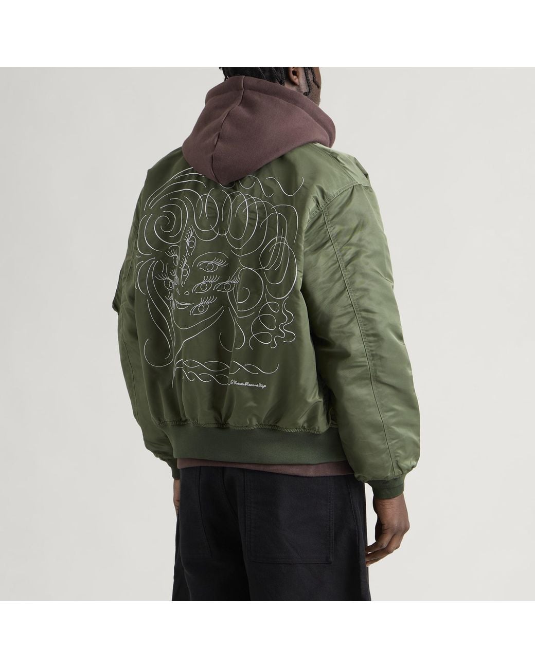 Ecstatic Research Green Bomber Jacket for men