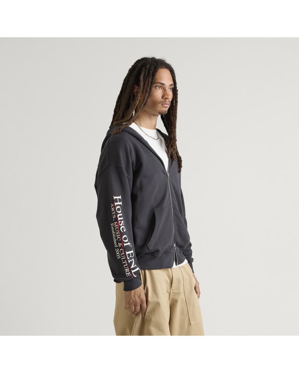 END. Black Underline Zip Hoodie