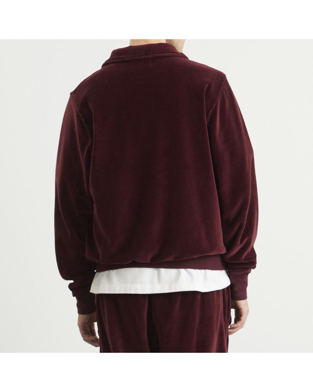 Les Tien Purple Velour Branded Half Zip Yacht Pullover for men