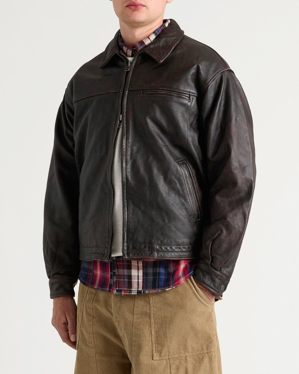FRIZMWORKS Destroyed Cowhide Leather Jacket in Black for Men | Lyst