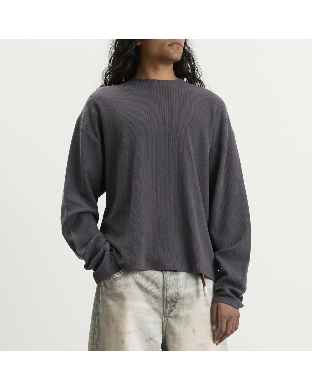 Won Hundred Gray Steven Long Sleeve Ribbed T-Shirt for men