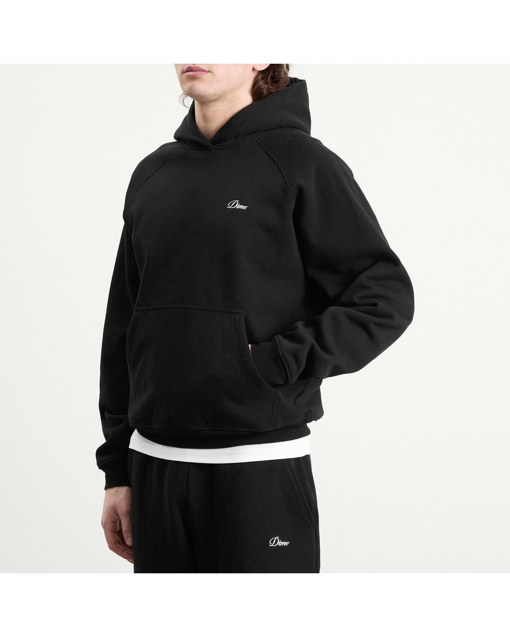 Dime Black Cursive Logo Hoodie for men