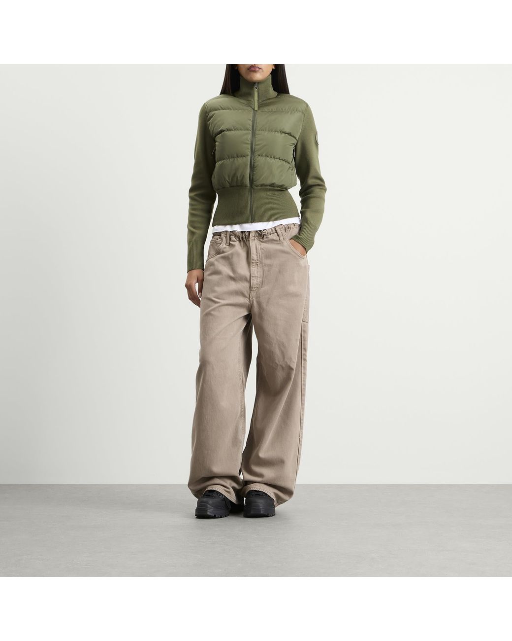 Canada Goose Green Hybridge Wide Quilt Knit Jacket
