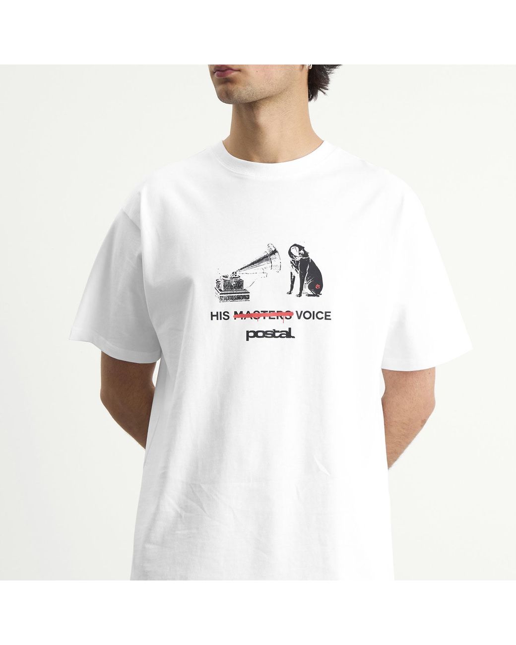 Postalco White His Masters Voice T-Shirt for men