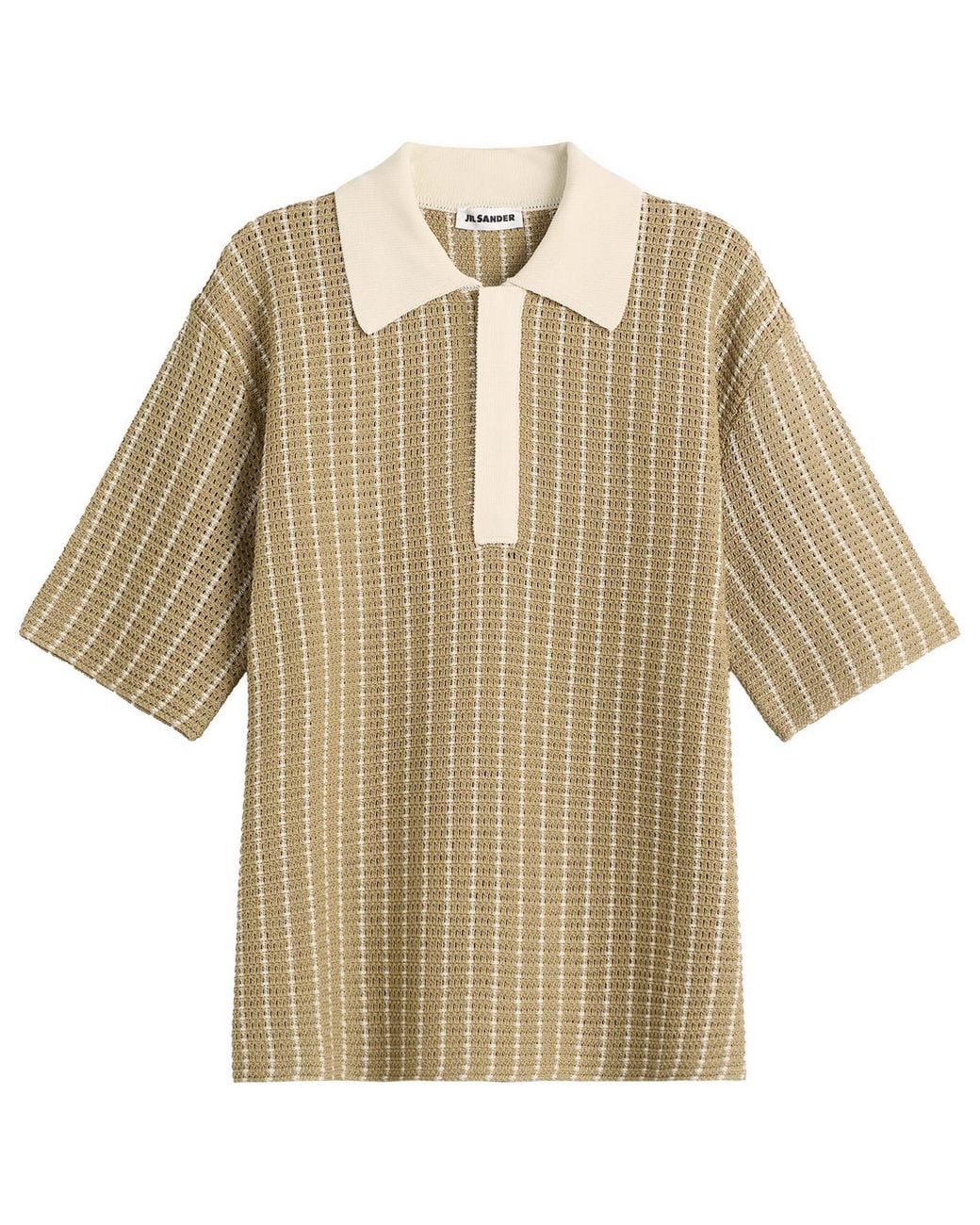Jil Sander Brown Cotton Bi-Colour Net Stitch Polo for men