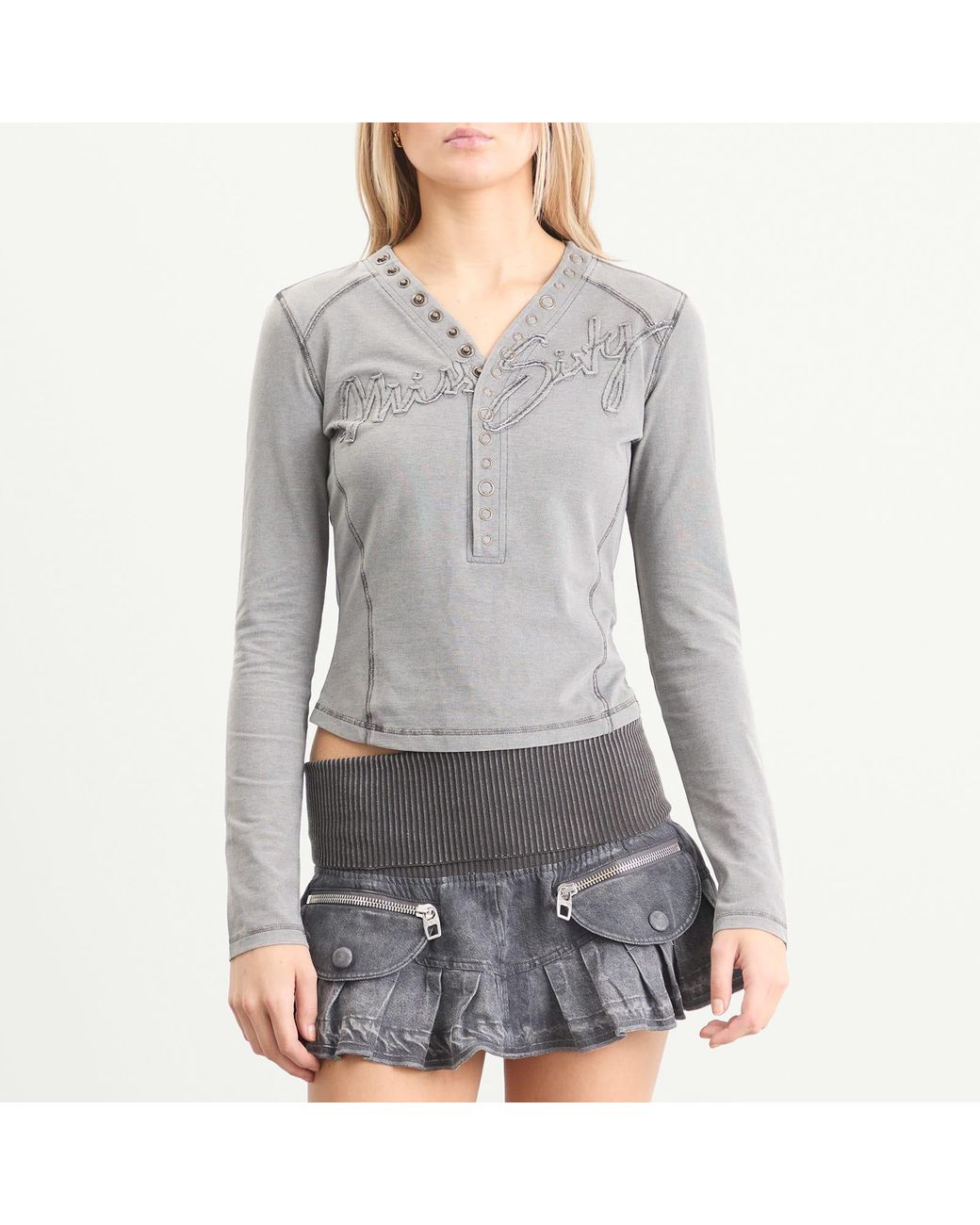 Miss Sixty Gray Knwls X Long Sleeve Top