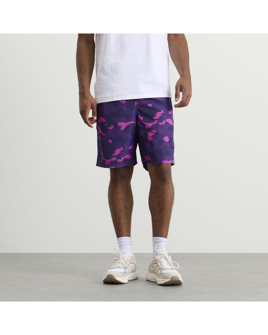 A Bathing Ape Blue Colour Camo One Point Beach Shorts for men