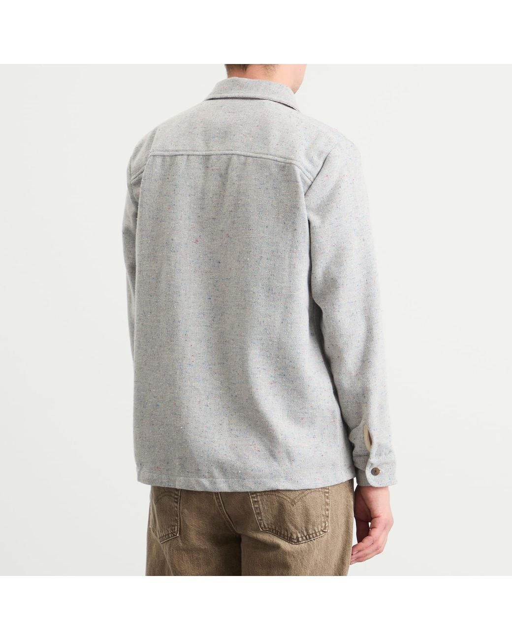 Wax London Gray Whiting Wool Fleck Overshirt for men