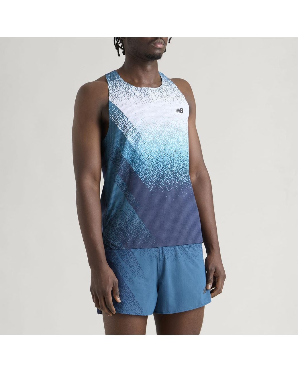 New Balance Blue Race Day Ultra Light Printed Singlet for men