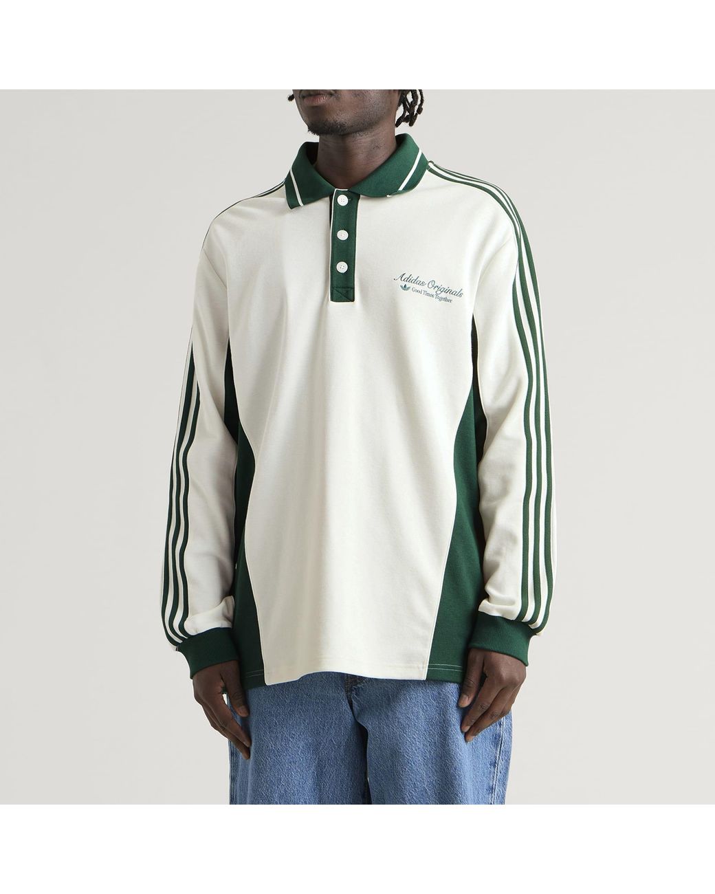 Adidas Green Long Sleeved Polo Shirt for men