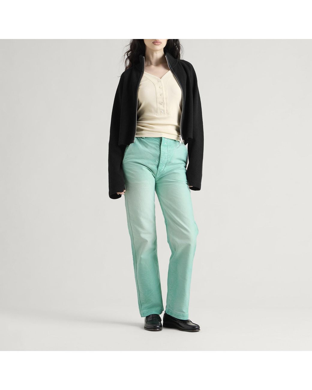 Auralee Green Garment-Dyed Heavy Moleskin Pants