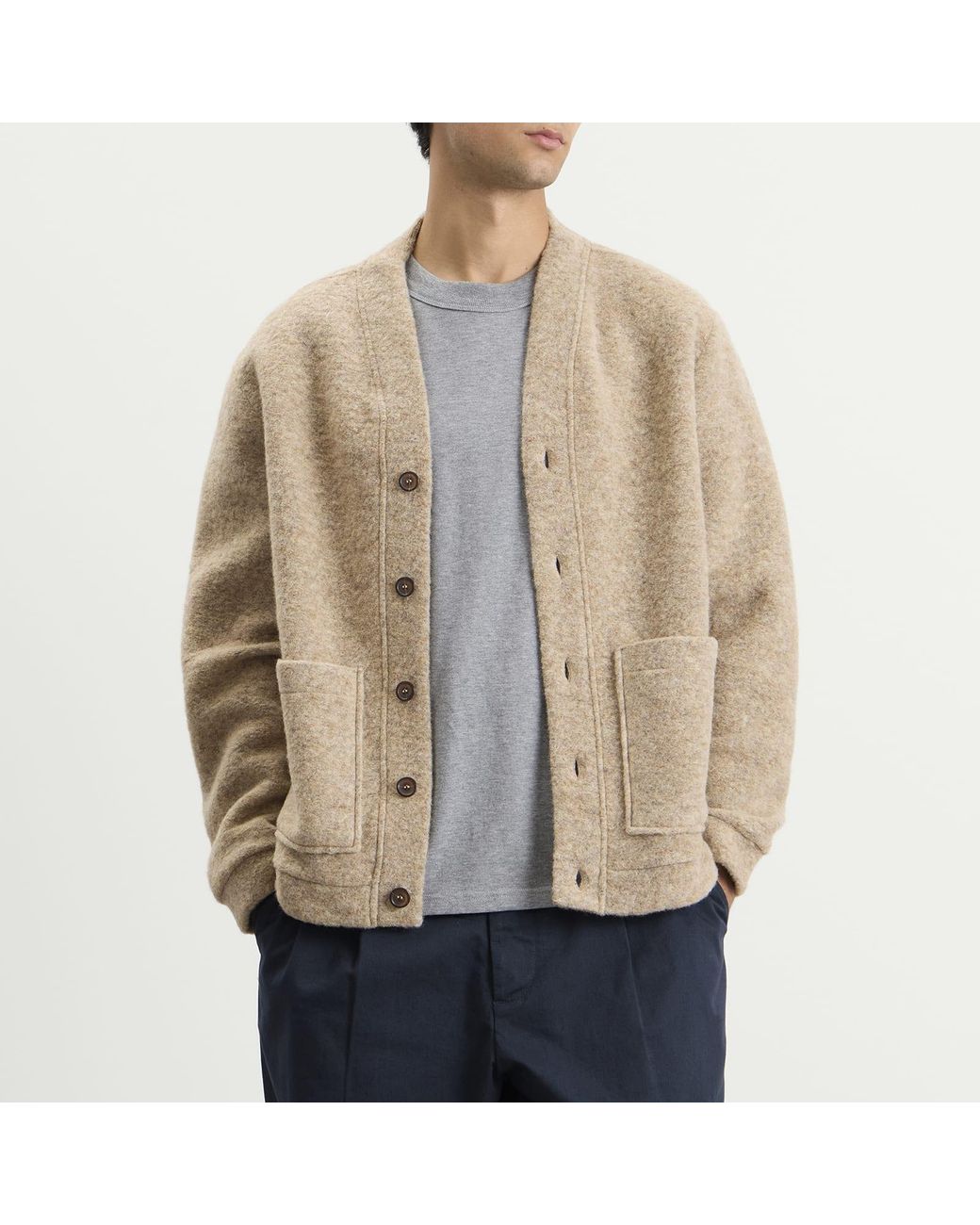 Universal Works Natural Wool Fleece Advance Cardigan for men